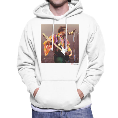 Jimi Hendrix At The Royal Albert Hall 1969 B&W White Hooded Sweatshirt